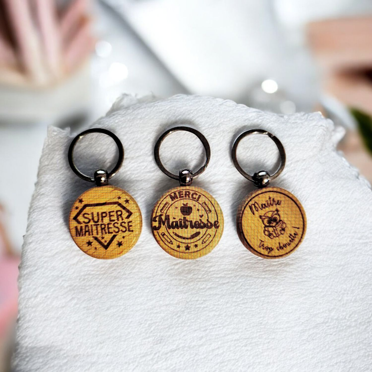 Porte-clés en bois rond