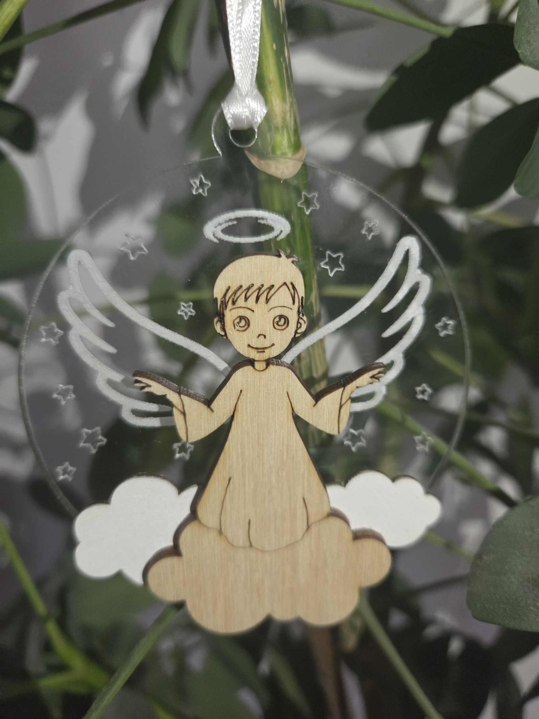 Décoration de Noël Ange en Bois Personnalisée