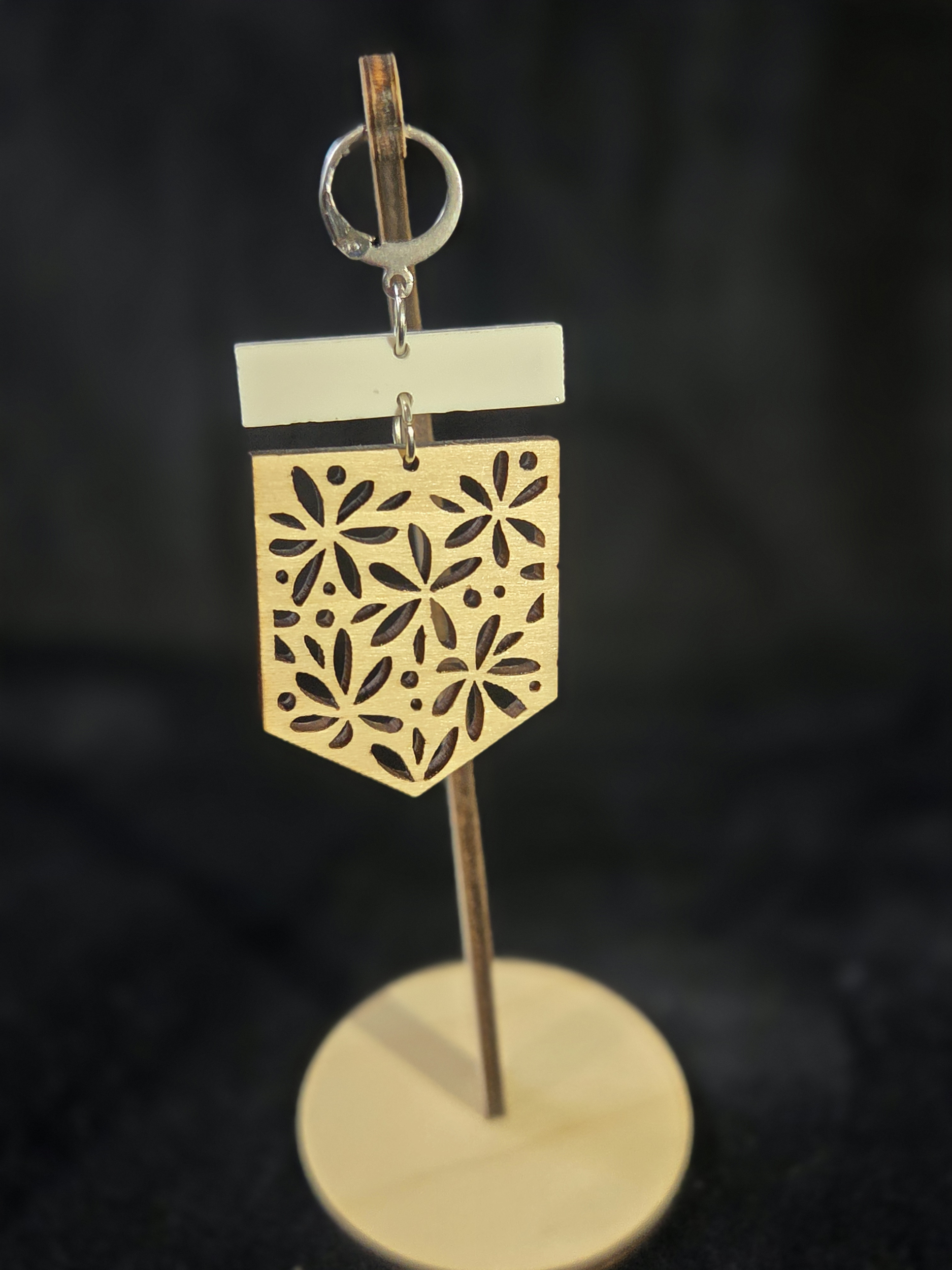 Boucles dOreilles en bois et acrylique