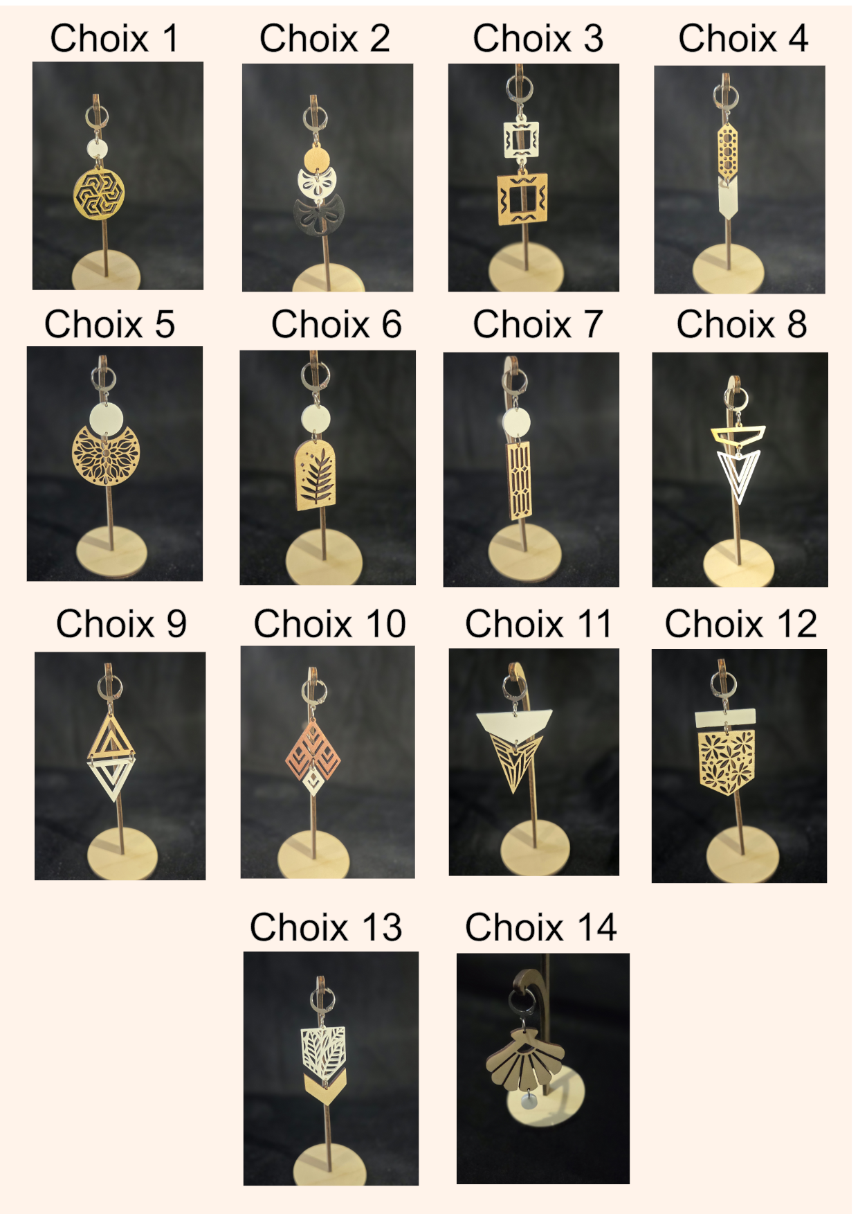Boucles d\'Oreilles en bois et acrylique