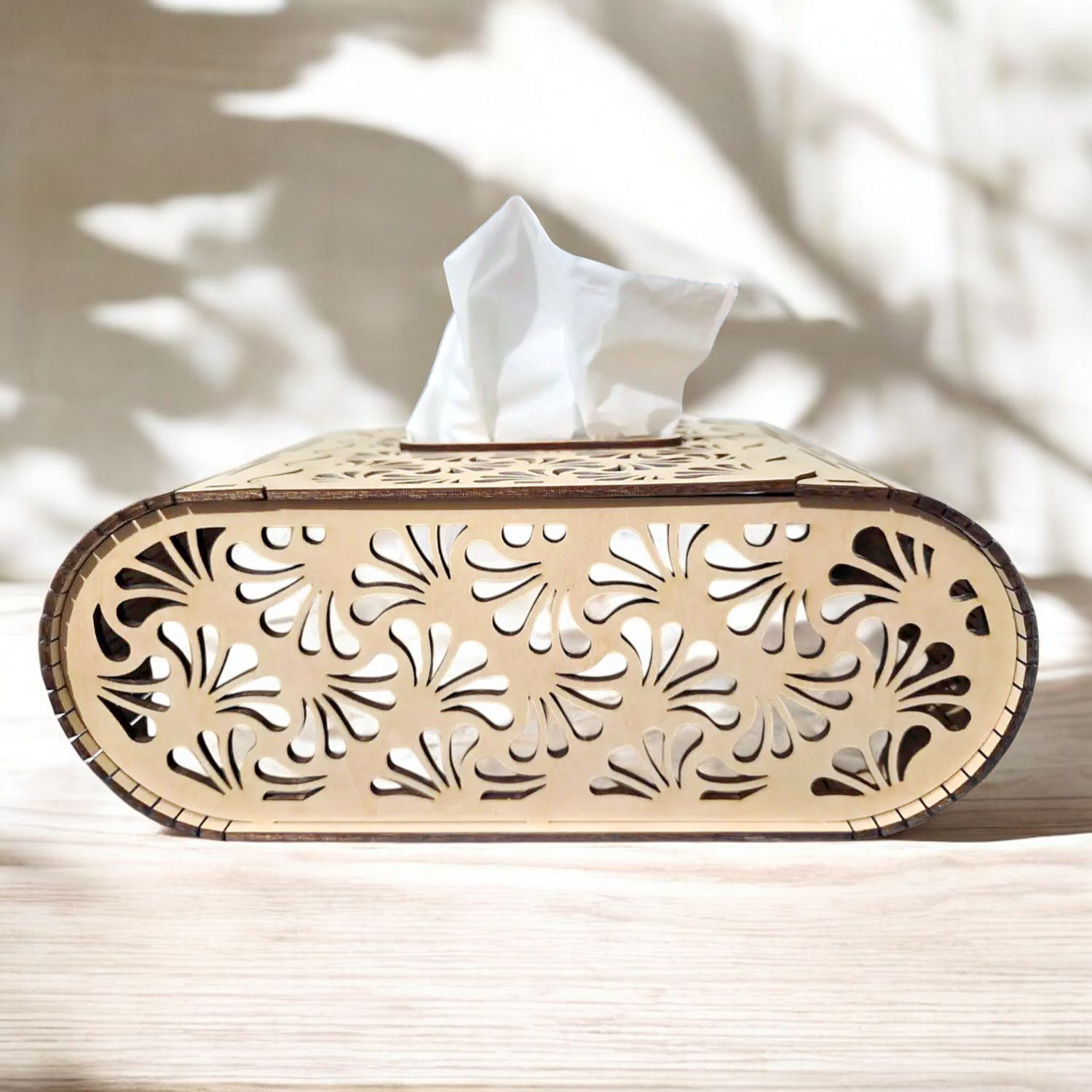 Boîte à Mouchoirs en Bois Sculpté