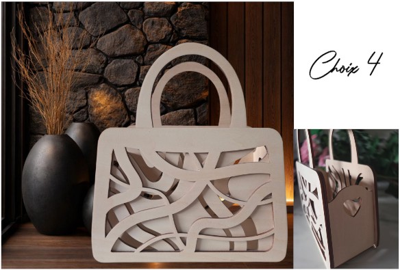 Sac à Main Décoratif en Bois Ajouré
