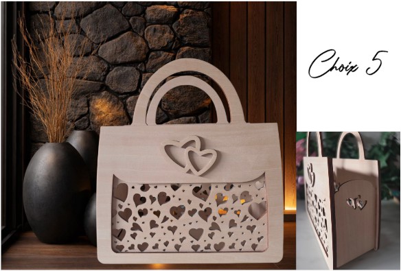 Sac à Main Décoratif en Bois Ajouré
