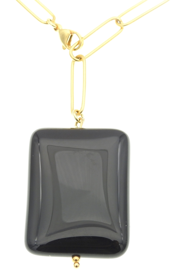Collier GRACIA orné d’une magnifique pierre en agate noire MomZelle MMC112 GRACIA 2