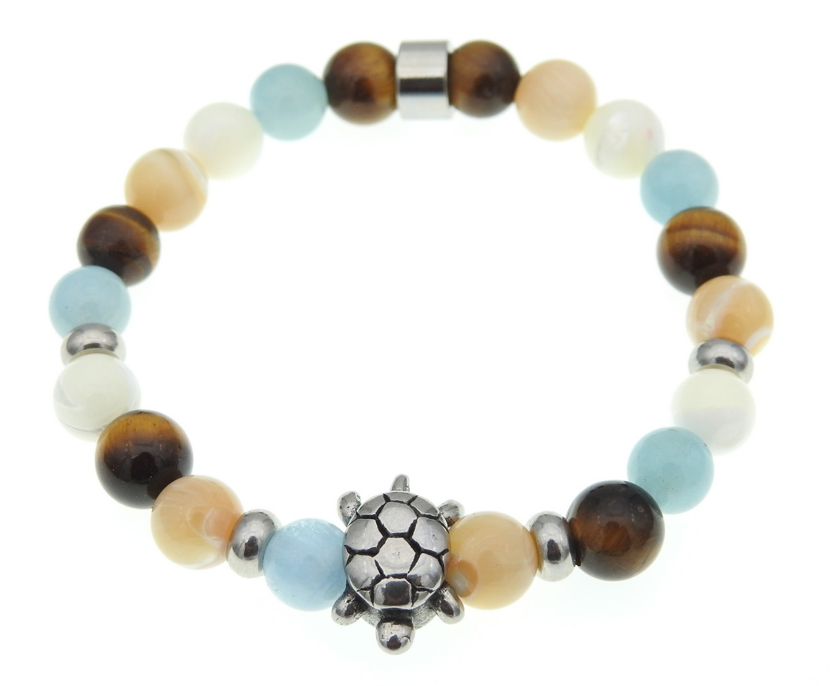 Bracelet TIERRA orné de pierres fines avec intercalaire tortue | MomZelle Bijoux | MMC148