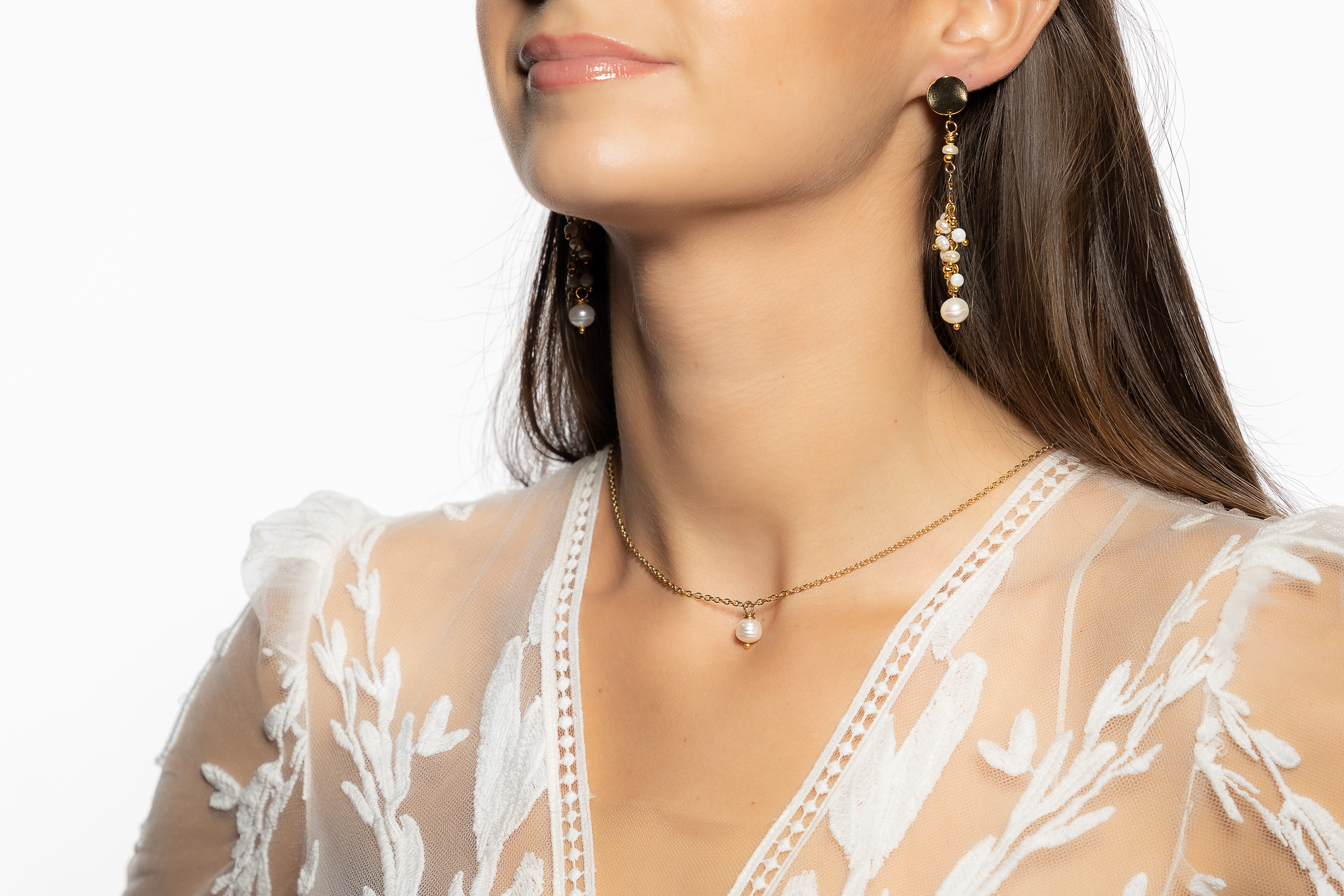boucles d'oreilles perles d'eaudouce nacre blanc| Boucles d oreilles de mariage TERUEL | Mom'Zelle Bijoux | MMC209