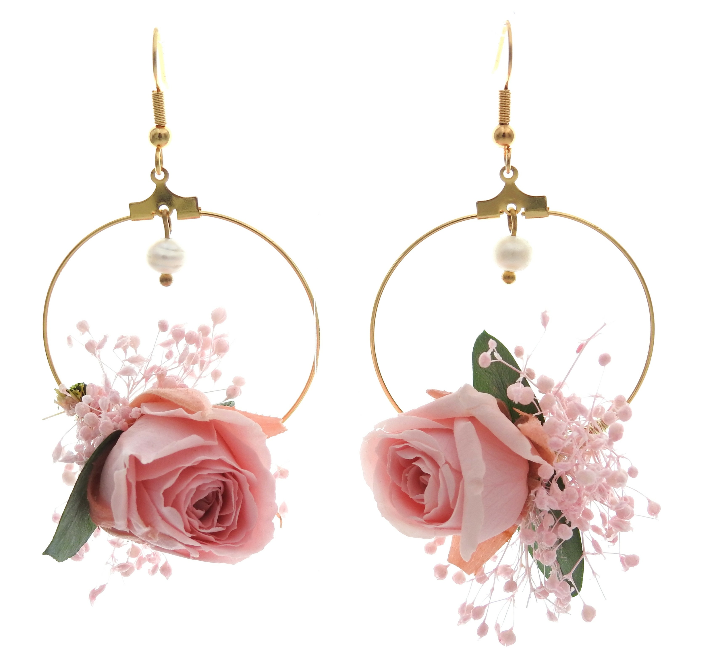Boucle doreilles fleurs stabilisées perles deau douce | Boucles d’oreilles DEESA | MomZelle Bijoux | MMC236
