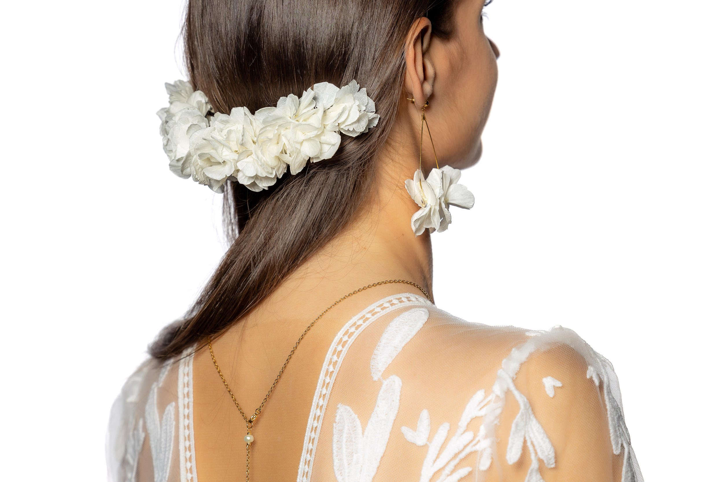 Double peigne fleuri orné de fleurs stabilisées ivoire | Double peigne fleuri ALEJANDRA | MomZelle Bijoux | MMC249