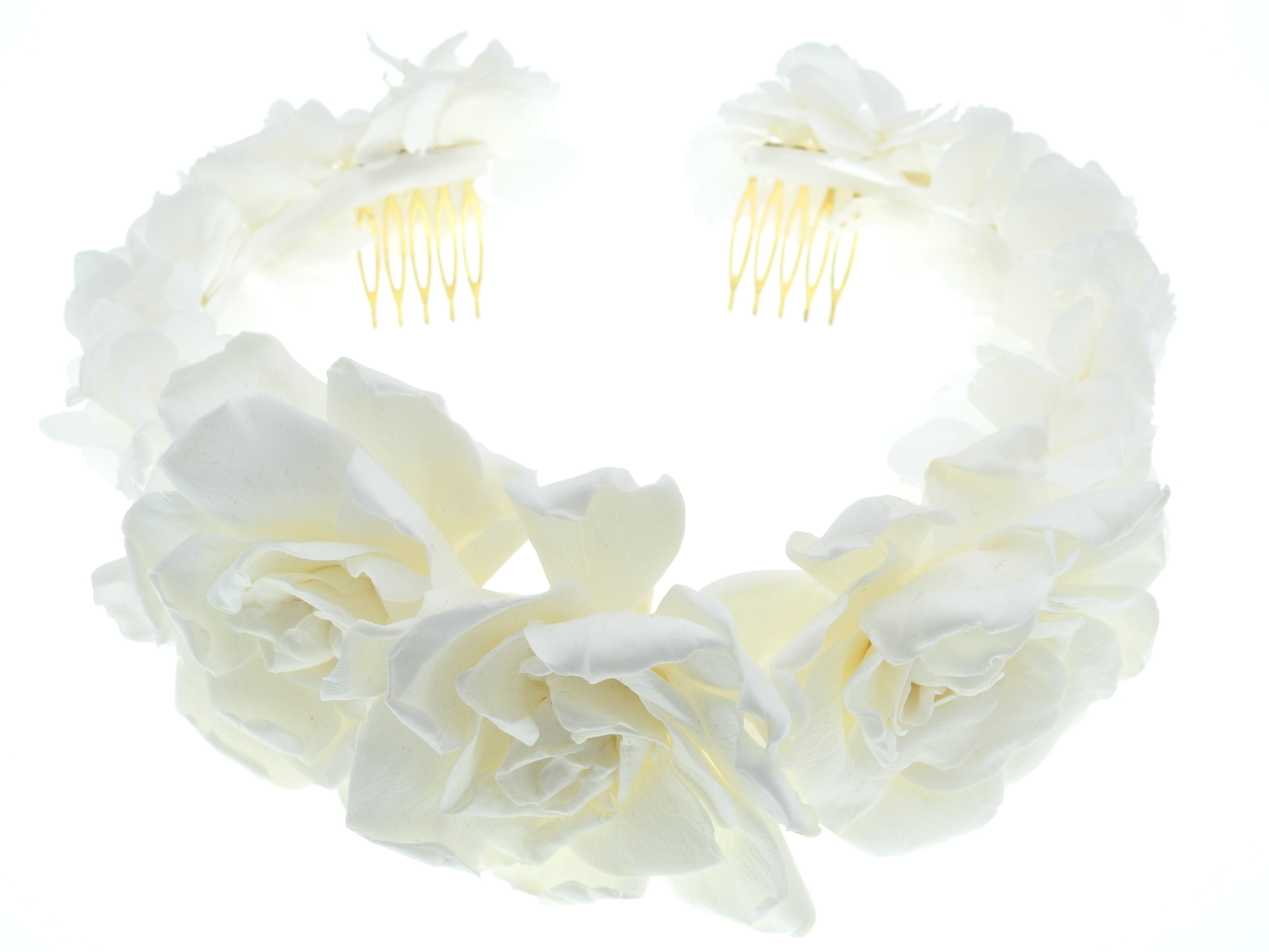 Couronne de mariée double peigne fleurie | Couronne de mariée fleurie GARDENIA | MomZelle BIjoux MMC305