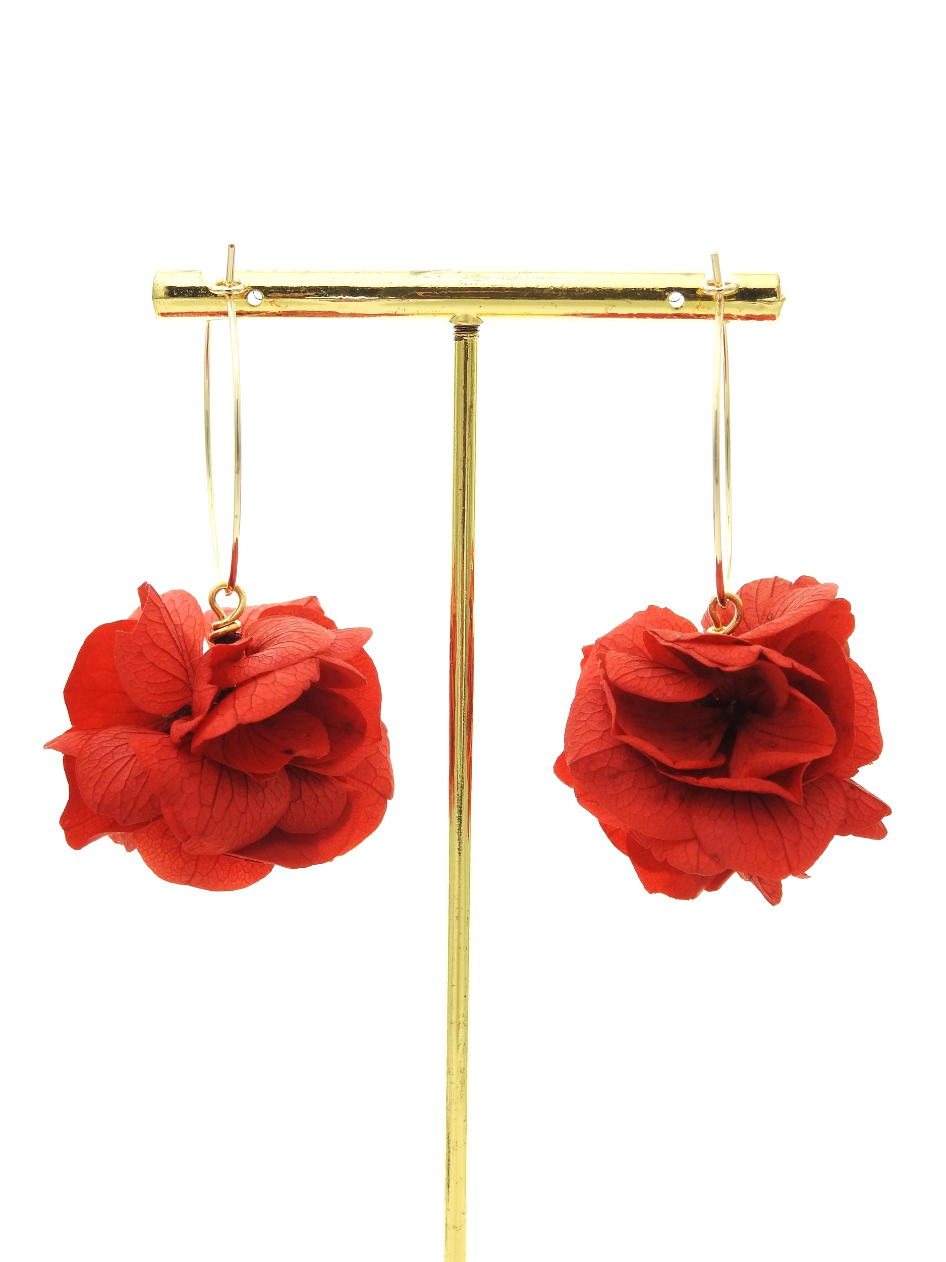Boucles doreilles fleurs stabilisées rouges | Boucles doreilles fleurs stabilisées rouges MAR| MomZelle Bijoux MMC315