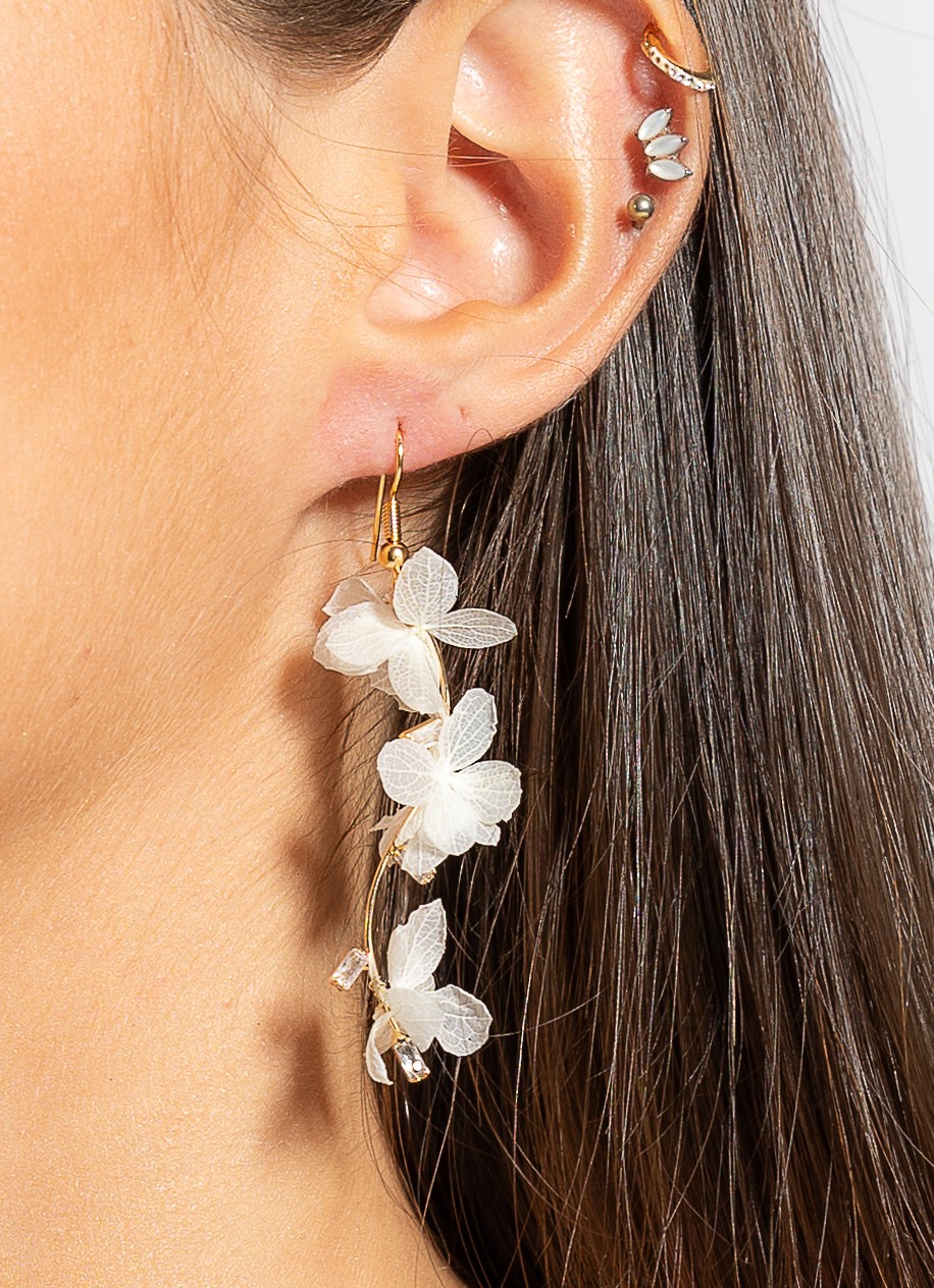 Boucles d'oreilles fleuries de mariage | Boucles d'oreilles fleuries mariage IRIS | MomZelle BIjoux MMC275