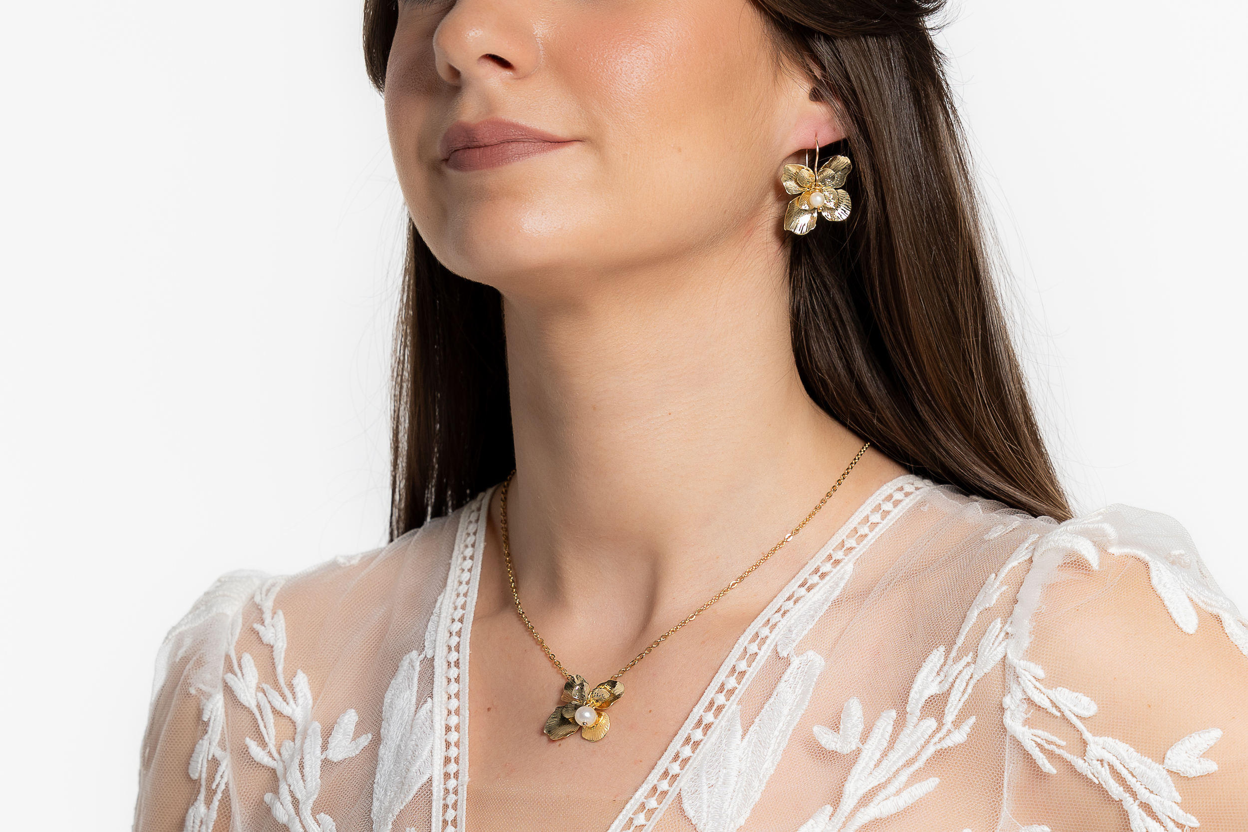 Boucles doreilles de mariage dorées | Boucles doreilles de mariage dorées BRUNA| MomZellle Bijoux MMC282