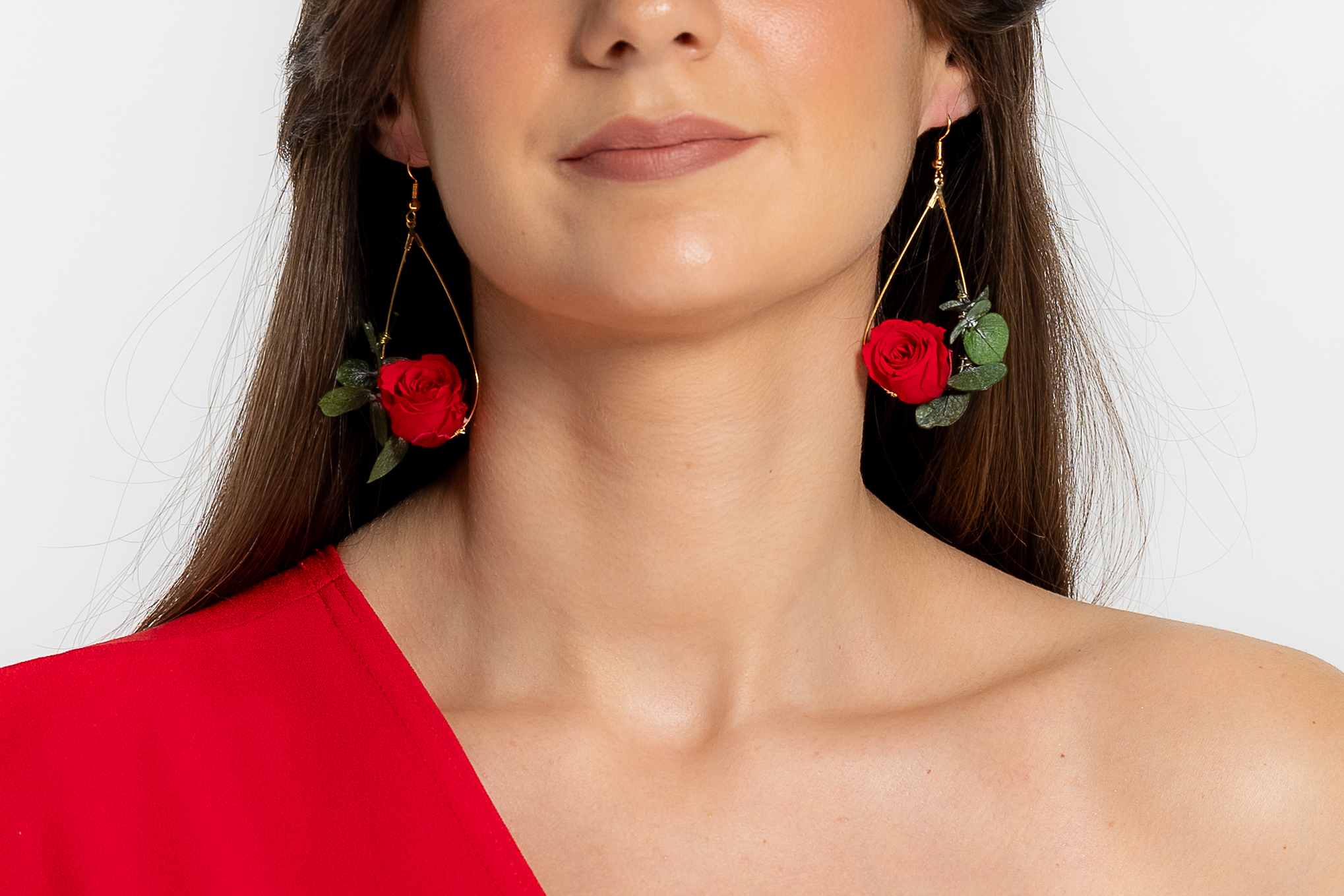 Boucles doreilles roses rouges stabilisées | Boucles doreilles roses rouges stabilisées LUNELLE| MomZelle Bijoux MMC335