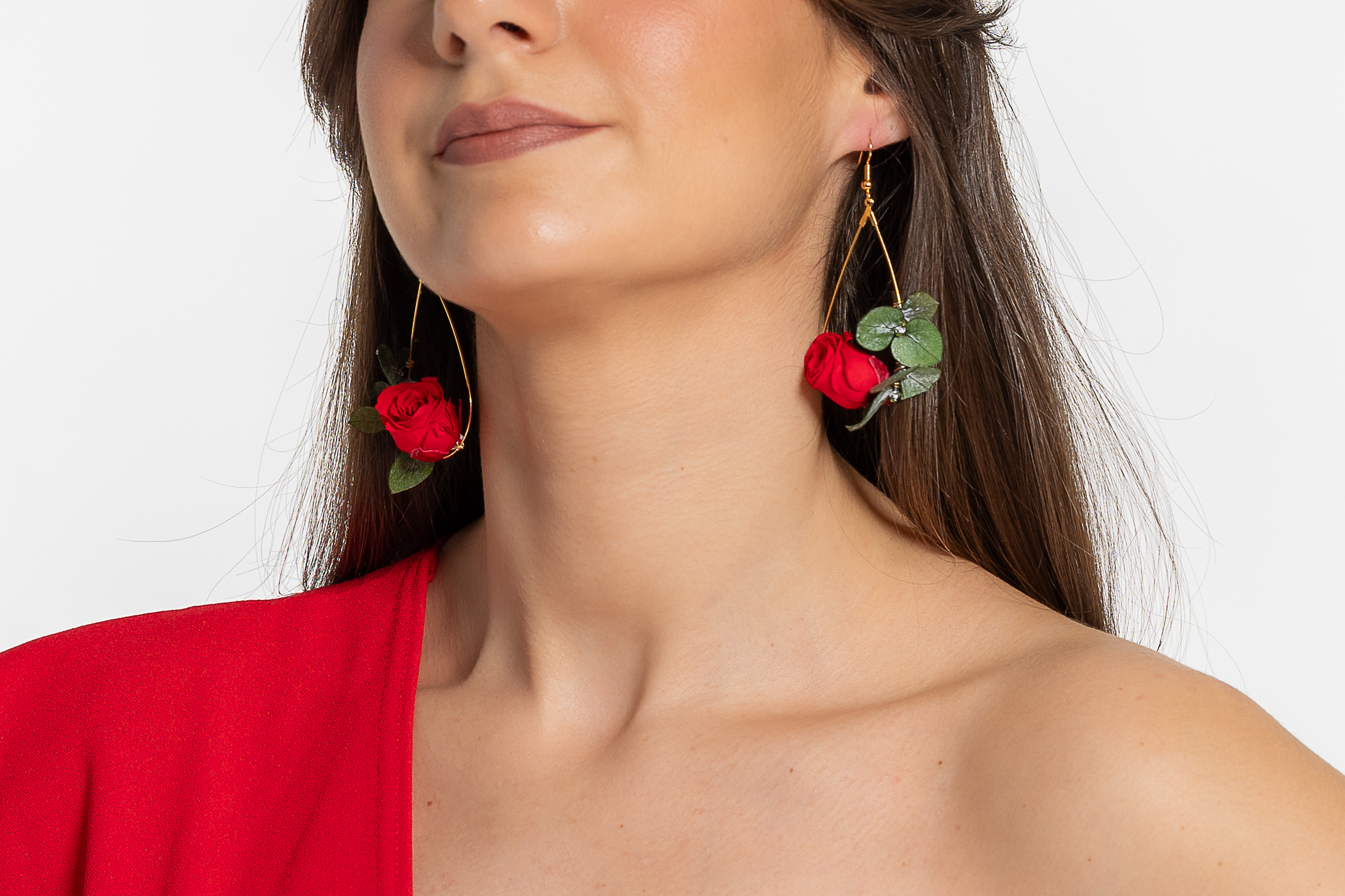 Boucles doreilles roses rouges stabilisées | Boucles doreilles roses rouges stabilisées LUNELLE| MomZelle Bijoux MMC335