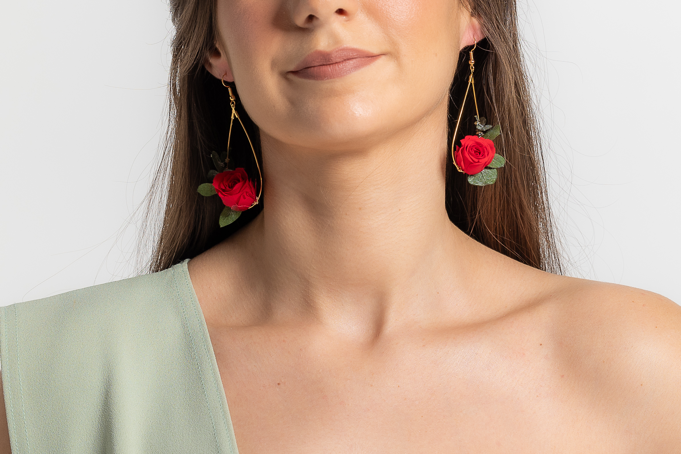 Boucles doreilles roses rouges stabilisées | Boucles doreilles roses rouges stabilisées LUNELLE| MomZelle Bijoux MMC335