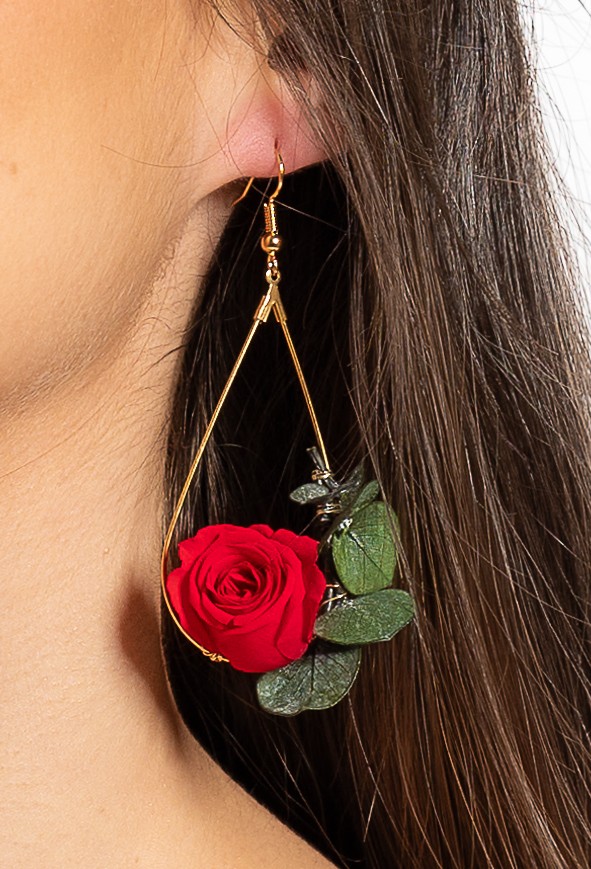 Boucles doreilles roses rouges stabilisées | Boucles doreilles roses rouges stabilisées LUNELLE| MomZelle Bijoux MMC335