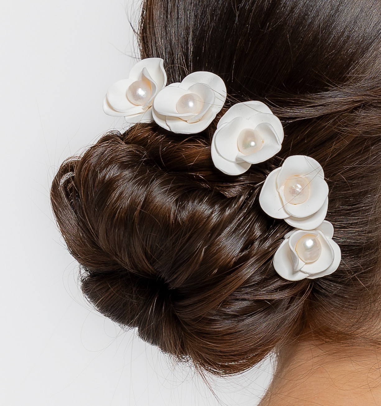 Lot de 3 pics à cheveux fleur en porcelaine | Lot de 3 pics à cheveux fleur en porcelaine JOSEPHINE| MomZelle Bijoux MMC336