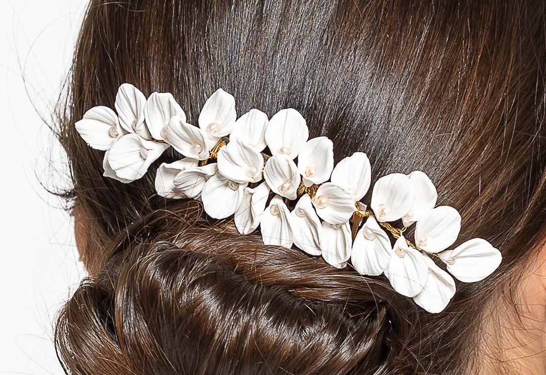 Peigne à cheveux en porcelaine | Peigne à cheveux en porcelaine FANTINE| MomZelle Bijoux MMC338