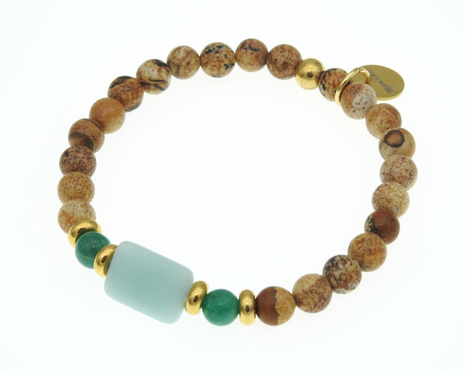 Bracelet femme « Anti-stress » en pierres fines de jaspe naturelle et amazonite MMC023 PAZ 1