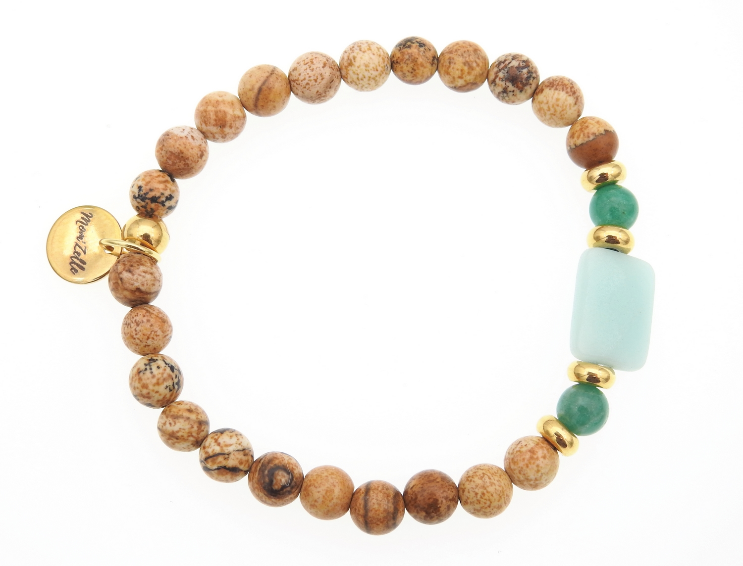 Bracelet femme « Anti-stress » en pierres fines de jaspe naturelle et amazonite MMC023 PAZ 2