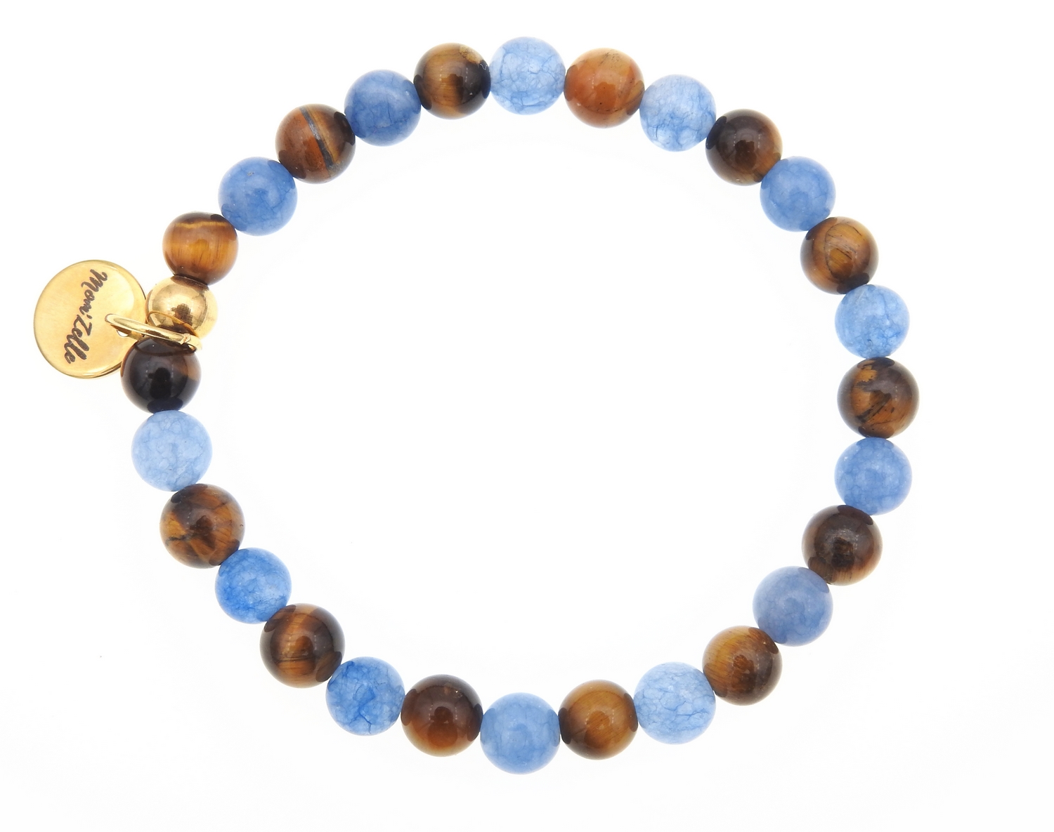 Bracelet «Protection et communication» en pierres fines oeil de tigre et quartz bleu MMC024 PUREZA 5