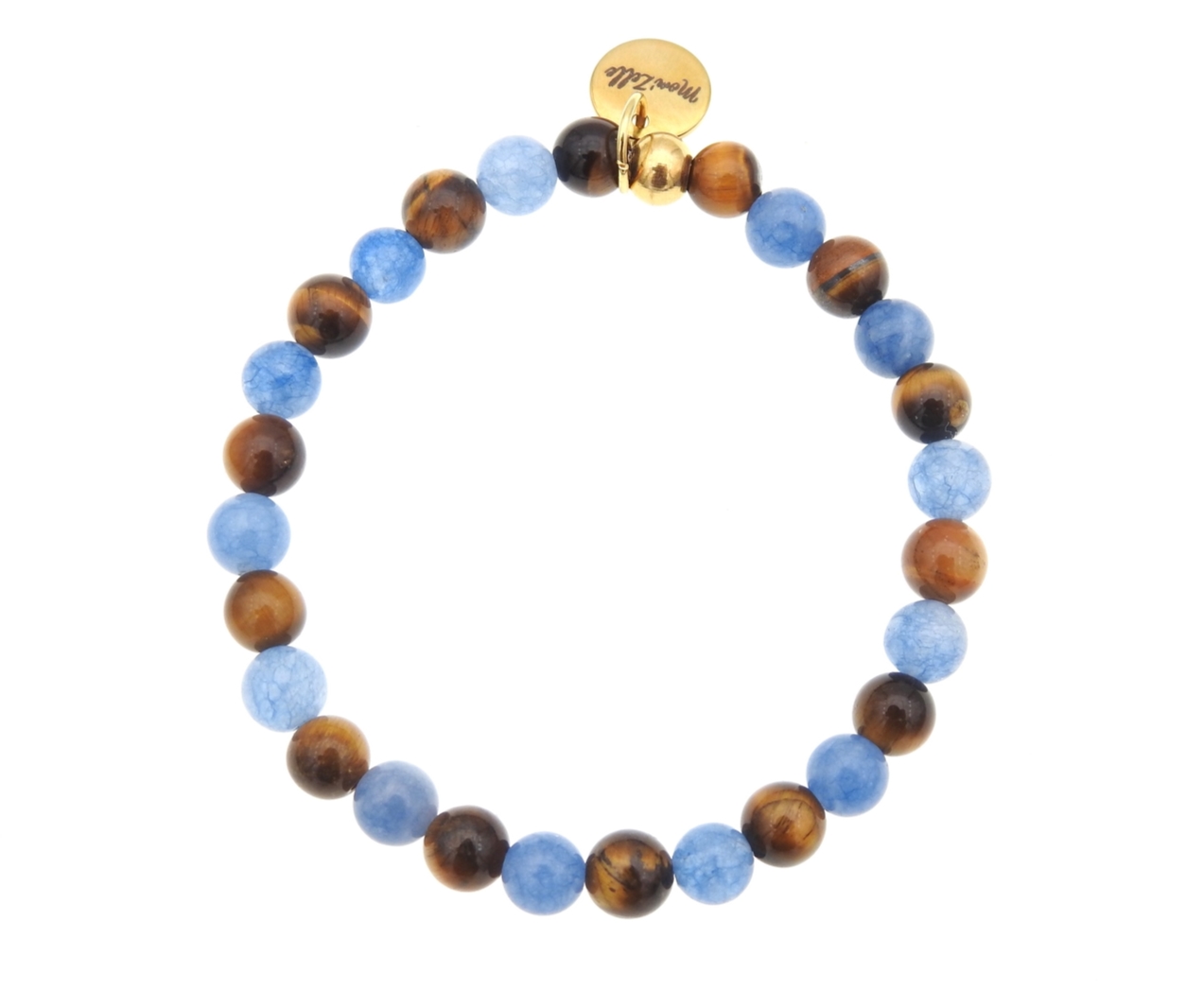Bracelet «Protection et communication» en pierres fines oeil de tigre et quartz bleu MMC024 PUREZA 2