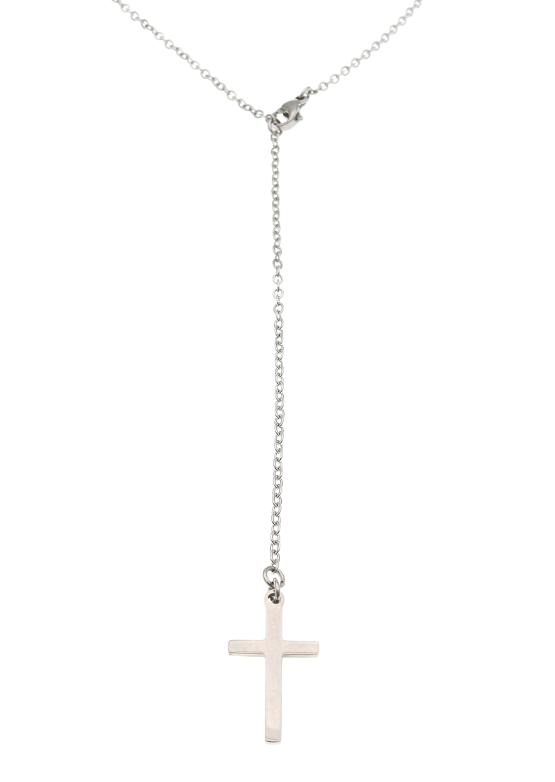 Collier chapelet pour femme CLARA avec sa croix argent by Mom’Zelle MMC031 1