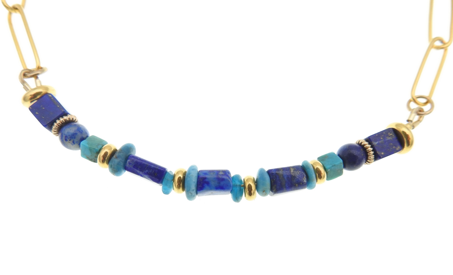 Collier en pierres fines lapis-lazuli et turquoise MMC043 AMPARO 1