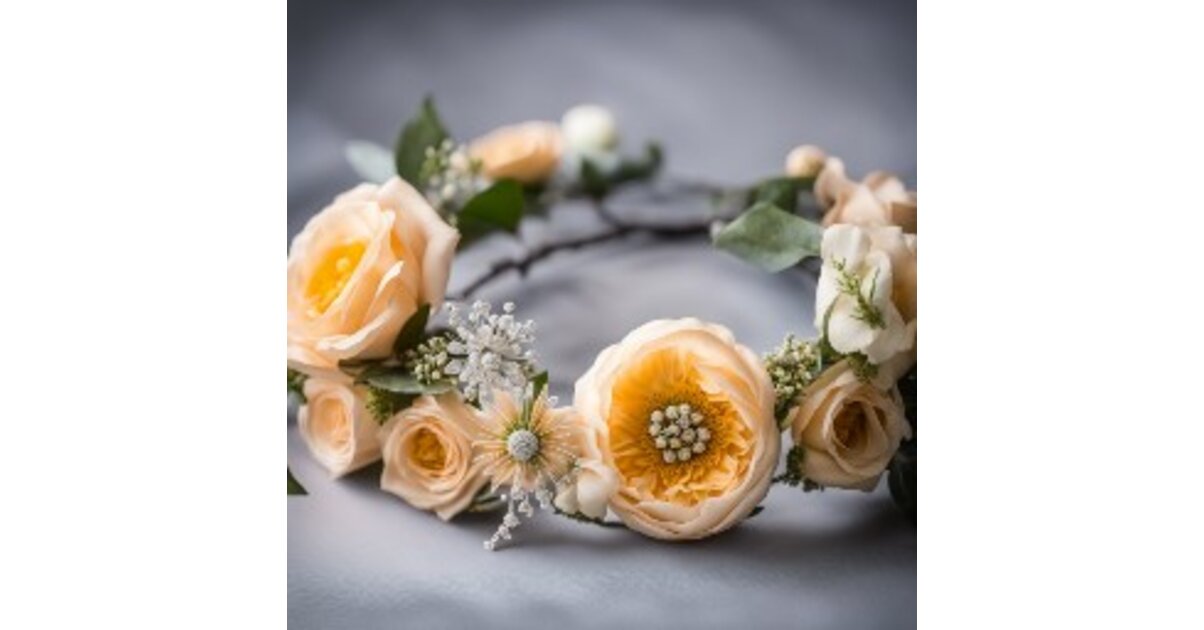Set 2 Pièces Couronne Fleur + Fleur De Poignet - Serre-tête Mariée, Fête, Bohème - 4
