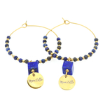Créoles dorées au look original et moderne « Sérénité » en pierres fines lapis-lazuli MMC051 SONIA 1