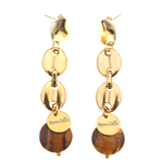 Boucles d’oreilles pendantes dorées NOELIA ornées de pierres fines oeil de tigre by Mom’Zelle MMC085 2