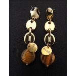 Boucles d’oreilles pendantes dorées NOELIA ornées de pierres fines oeil de tigre by Mom’Zelle MMC085 3