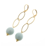 Boucles d’oreilles pendantes dorées ODELIA ornées de pierres fines amazonite by Mom’Zelle MMC088 1