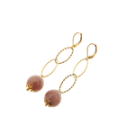 Boucles d’oreilles pendantes dorées ODELIA ornées de pierres fines en agate by Mom’Zelle MMC089 2