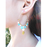 Boucles d’oreilles stylées « lâcher-prise » CHICA by MomZelle avec ses jolies pierres fines en amazonite et nacre blanche MMC048