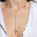 Collier chapelet pour femme CLARA avec sa croix dorée by Mom’Zelle MMC032 4