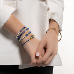 Bracelet original avec intercalaire et pierres fines en lapis-lazuli MomZelle MMC104