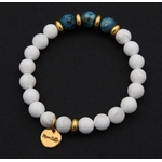 Bracelet stylé et tendance AMAPOLA perte de poids orné de pierres fines en apatite, howlite blanche et perles dorées MMC125 (2) - Copie