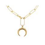 Collier ras de cou chaine trombone dorée  orné d’un beau pendentif croissant de lune doré Collier Lourdes MomZelle MMC134 (1)