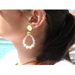 Boucles d’oreilles dorées à l’or fin MONICA avec ses pierres fines en nacre blanche | Boucles d'oreilles Monica | MomZelle | MMC067