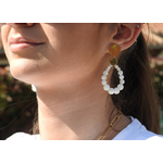 Boucles d’oreilles dorées à l’or fin MONICA avec ses pierres fines en nacre blanche | Boucles doreilles Monica | MomZelle | MMC067