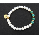 Bracelet ENEA orné de pierres fines en nacre blanche et amazonite | Bracelet Enea | MomZelle | MMC108