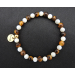 Bracelet SOLEDAD en pierres fines œil de tigre et nacre blanche | Bracelet Soledad | MomZelle| MMC025