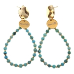 Boucles d'oreilles ornées de pierres fines Turquoise et perles dorées | Boucles d'oreilles AMIGA | MomZelle Bijoux | MMC143