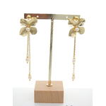 Boucles doreilles fleurs dorées de mariage ornées de perles | Boucles doreilles fleurs mariage RAQUEL |  MomZelle Bijoux | MMC283