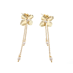 Boucles d'oreilles fleurs dorées de mariage ornées de perles | Boucles d'oreilles fleurs mariage RAQUEL |  MomZelle Bijoux | MMC283