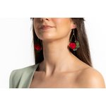 Boucles d'oreilles roses rouges stabilisées | Boucles d'oreilles roses rouges stabilisées LUNELLE| Mom'Zelle Bijoux MMC335
