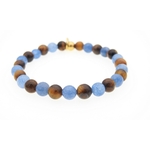 Bracelet «Protection et communication» en pierres fines oeil de tigre et quartz bleu MMC024 PUREZA 4
