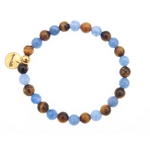 Bracelet «Protection et communication» en pierres fines oeil de tigre et quartz bleu MMC024 PUREZA 5