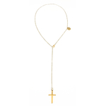 Collier chapelet pour femme CLARA avec sa croix dorée by Mom’Zelle MMC02 1